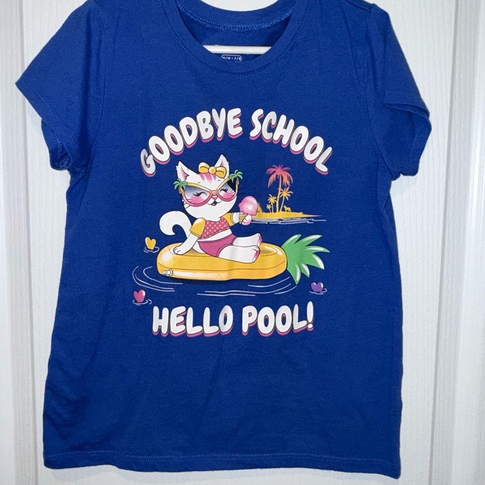 The Children's Place Blue Graphic Tee with Cat Design